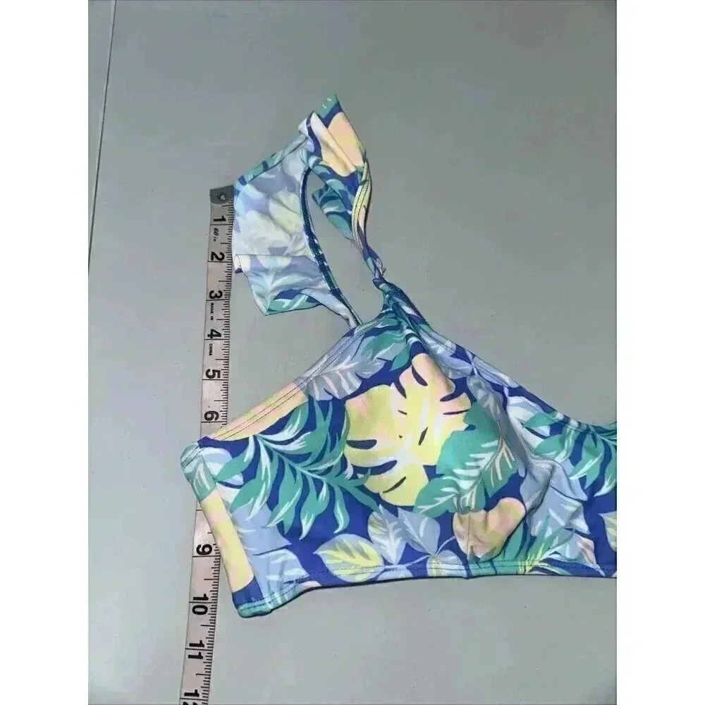 No Boundaries Ruffle Bralette Bikini Swim Top Size Junior XL (15-17) Floral - Picture 4 of 5